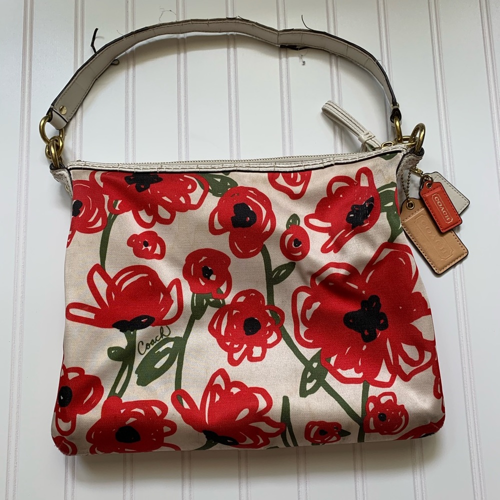 Coach Red Poppy Floral Purse